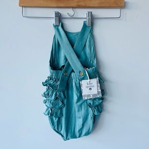 Kate Quinn cross tie romper side ruffle playsuit blue overalls jumpsuit